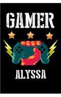 Gamer Alyssa: Liniertes Notizbuch für deinen Vornamen