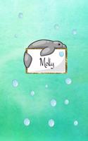 Molly: Kawaii Manatee (Teddy Bear of the Sea) personalized notebook. Lined paper with Manatee companions