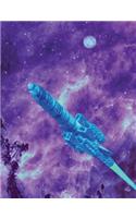 Outer Space Composition Notebook Rocket Ship, Unruled Blank Sketch Paper