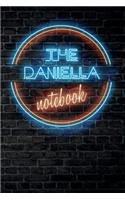 The DANIELLA Notebook: Vintage Blank Ruled Personalized & Custom Neon Sign Name Dotted Notebook Journal for Girls & Women. Wall Background. Funny Desk Accessories. Retro B