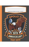 Composition Notebook 100 Pages / 50 Sheets Apollo 11 50th Anniversary 1969-2019
