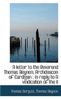 A Letter to the Reverend Thomas Beynon, Archdeacon of Cardigan