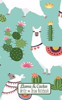 Llama & Cactus Write and Draw Notebook