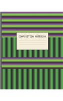 Composition Notebook: GREEN AND PURPLE STRIPES VAPORWAVE OPTICAL ILLUSION DESIGN COVER - 7.5 x 9.25" COLLEGE-RULED 100 PAGES - WORKBOOK, JOURNAL, COMPOSITION NOTEBOOK