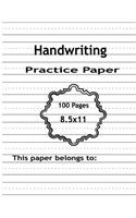 Handwriting Practice Paper: Notebook with Dotted Lined Sheets for K-3 Students