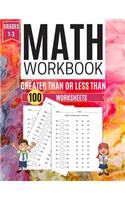 Math Workbook GREATER THAN OR LESS THAN 100 Worksheets Grades 1-3
