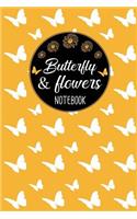 Butterfly and Flowers: 150 Blank Lined Page Notebook for Nature Lovers