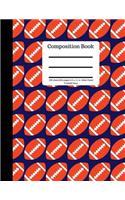 Composition Book 200 Sheet/400 Pages 8.5 X 11 In.-Wide Ruled-Football-Navy: Plain Journal - Blank Writing Notebook - Lined Page American Football Sports (Composition Notebook Journal)