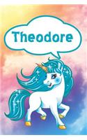Theodore: Personalized Unicorn Journal, Notebook Featuring 120 Lined Pages 6x9