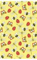 Journal Notebook Dragonflies, Bees and Ladybugs Pattern - Yellow