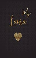 Laura: Personalized Black XL Journal with Gold Lettering, Girl Names/Initials 8.5x11, Journal Notebook with 110 Inspirational Quotes, Journals to Write in 