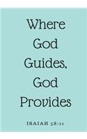 Where God Guides, God Provides: Prayer Journal, Notebook With Prompts, 7x10, Light Turquoise