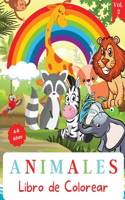 Libro de colorear de animales: Para niños de 4 a 8 años - Libro de colorear de animales para niños pequeños - Lindo libro para colorear para niños - Nivel fácil para fines educati