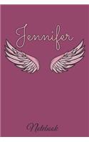 Jennifer Notebook: A beautiful personalized angel wings soft cover notebook with 100 lined pages in 6x9 inch format. Personal Diary Personalized Journal Customized Jou
