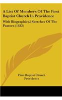 List Of Members Of The First Baptist Church In Providence