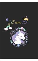 i am 10: unicorn wishes you a happy 10th birthday princess - beautiful & cute birthday gift for your little unicorn princess