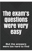 exam's questions were very easy: But the answers were too hard to find