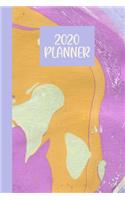 2020 Planner: Simple On-The-Go Yearly, Monthly, and Weekly Organizer, Appointment Calendar, and Lined Journal - Marbled Paper Cover Design in Purple and Yellow