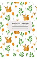 Cute Baby Squirrel Theme Wide Ruled Line Paper