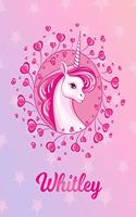 Whitley: Unicorn Large Blank Primary Handwriting Learn to Write Practice Paper for Girls - Pink Purple Magical Horse Personalized Letter W Initial Custom Fir