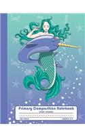 Primary Composition Notebook Story Journal: Mermaid and Narwhal Notebook with Picture Space, Title Lines, Dotted Midlines Handwriting Practice Paper with 100 Blank Writing Pages, Perfect for K