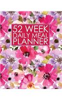 52 Week Daily Meal Planner: Pretty Watercolor Flowers - Plan Shop and Prepare Large - Small Family Menu - Recipe Grocery Market Shopping Lists Budget Tracker - Vegan Vegetarian