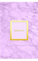 Amanda: Custom dot grid diary for girls Cute personalised gold and marble diaries for women Sentimental keepsake notebook journal Bright sweet pink cover