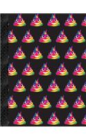 My Super Cute Black Rainbow Poop Emoji 2x2 Quad Graph Paper Notebook