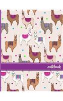 Notebook: Llama Pattern (3) Purple Banner Simple Standard Weekly Planner 16-Month September 2018 Through December 2019