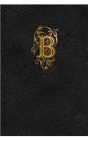 Old English Monogram Journal - Letter B: Elegant Golden Flourish Capital Letter on Black Leather Look Background