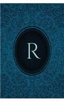 Monogram "R" Notebook: Blank Journal Diary Log(18 Monogram Cerulean 150 Lined)