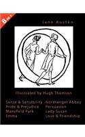 ILLUSTRATED Jane Austen - 8 Books In 1. Illustrated by Hugh Thomson. Sense & Sensibility, Pride & Prejudice, Mansfield Park, Emma, Northanger Abbey, Persuasion, Lady Susan, and Love & Friendship.