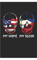 My Home My Blood: Skull Flag Pride ruled Notebook 6x9 Inches - 120 lined pages for notes, drawings, formulas - Organizer writing book planner diary