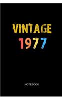 Vintage 1977 Notebook: Blank Lined Journal 6x9 - Happy Birthday 42th Anniversary 42 Years Old Party Gift Idea