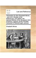 Information for Mrs Elisabeth Morse,, and John Sinclair writer inedinburgh, and others, the representatives of the deceased John Anderson, against James Goodlet-Campbell of Abbotshaugh, pursuer.