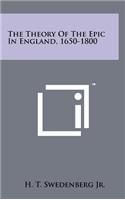 Theory of the Epic in England, 1650-1800