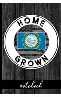 Home Grown - Notebook: South Dakota Native Quote With SD State & American Flags & Rustic Wood Graphic Cover Design - Show Pride In State And Country Notebook - Share You A