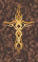 Notebook: Tribal Tattoo Christian Cross on hunting military camouflage background 6x9 blank lined gift journal
