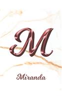 Miranda: 1 Year Weekly Planner with Note Pages (12 Months) - White Marble Rose Gold Pink Effect Letter M - 2020 - 2021 - Week Planning - Monthly Appointment 