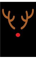 Rudolph The Reindeer Notebook: Antlers With Red Nose - Lined Paperback Notebook College Ruled Journal 6x9 inches with 120 pages - Funny Christmas Notebook