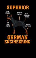 Superior German Engineering: 120 Pages I 6x9 I Monthly Planner I Funny Doberman & Pinscher Dog Gifts