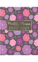 2020-2021 Monthly Planner: Pink Gold Floral Design - Two Year Monthly Planner from January 2020 to December 2021 Calendar - 24 Months with US Holidays - 2 Year Schedule and Or