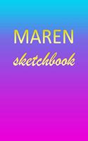 Maren: Sketchbook - Blank Imaginative Sketch Book Paper - Pink Blue Gold Custom Letter M Personalized Cover - Teach & Practice Drawing for Experienced & As