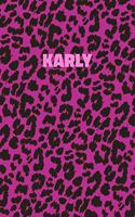Karly: Personalized Pink Leopard Print Notebook (Animal Skin Pattern). College Ruled (Lined) Journal for Notes, Diary, Journaling. Wild Cat Theme Design wi