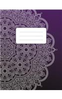 Composition Notebook: Mandala - Purple & Black: 100 Pages of 7.5" X 9.75" College Ruled Lined Paper, Matte Cover (Diary, Planner, Notes)(Mandala Book)