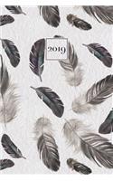 2019: Diary A5 Week to View Planner Journal Horizontal Layout Purple & Green Boho Watercolour Feathers(1 2019 Horizontal Weekly Diaries)