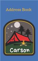 Carson: Personalized Address Book for Kids who Love Camping and Summer Camp