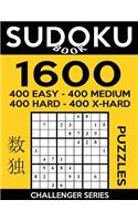Sudoku Book 1,600 Puzzles, 400 Easy, 400 Medium, 400 Hard and 400 Extra Hard