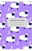 Cute Sleep Sheep Theme Wide Ruled Line Paper