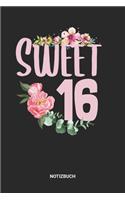 Notizbuch: A5 Notizheft mit punktierten Linien für eine Geburtstags-Party. Ideales Sweet 16 Blumen Journal oder Notizbuch. Perfektes Tagebuch oder Taschenbuch 